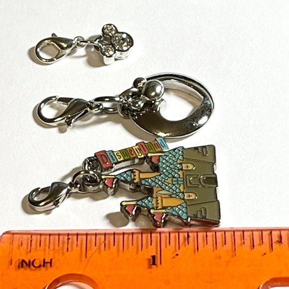 Vintage Disney 3 Charm Lot Cinderella Castle Crystal Mickey Mouse Heart Clip On - Picture 8 of 8